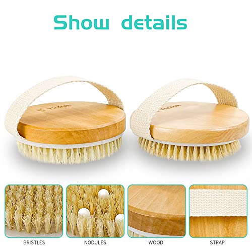 2 Pack Exfoliating Dry Brush, Wet & Dry Brushing Body Brush for Cellulite and...