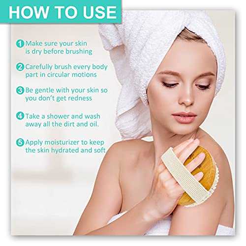2 Pack Exfoliating Dry Brush, Wet & Dry Brushing Body Brush for Cellulite and...