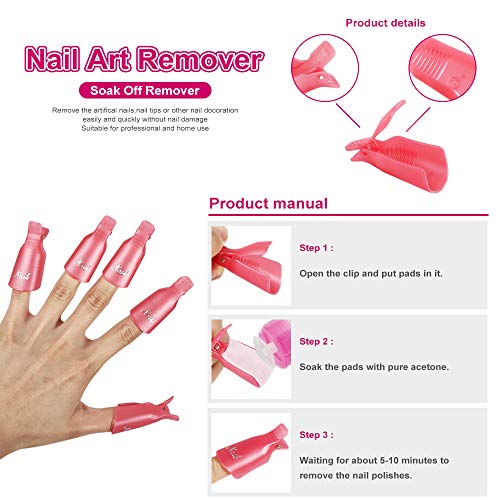 Nail Polish Gel Remover Tools Kit, YIMICOO 10pcs Nail Clips, 160ml Nail Polis...