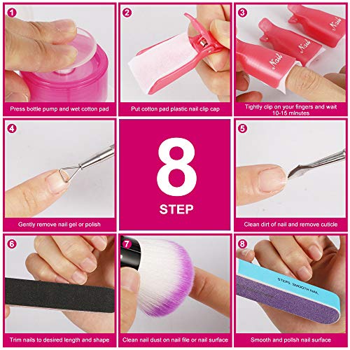 Nail Polish Gel Remover Tools Kit, YIMICOO 10pcs Nail Clips, 160ml Nail Polis...