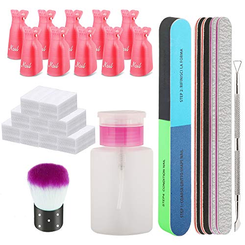 Nail Polish Gel Remover Tools Kit, YIMICOO 10pcs Nail Clips, 160ml Nail Polis...