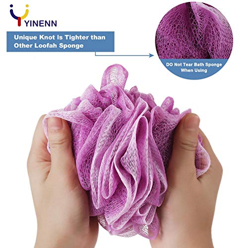 YINENN Bath Shower Sponge Loofahs XL (80g/pcs) Mesh Pouf Shower Ball, Nature ...