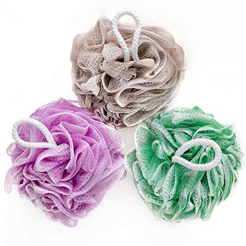 YINENN Bath Shower Sponge Loofahs XL (80g/pcs) Mesh Pouf Shower Ball, Nature ...