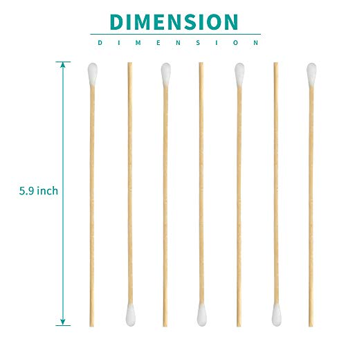 Yinghezu 200 Pcs Count 6" Inch Long Cotton Swabs with Wooden Handles Cotton T...