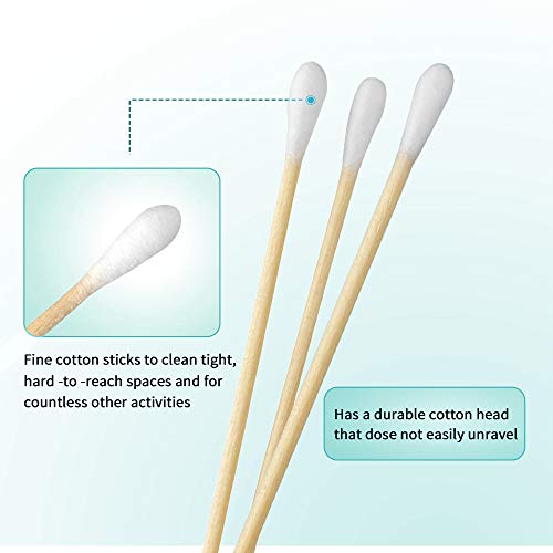 Yinghezu 200 Pcs Count 6" Inch Long Cotton Swabs with Wooden Handles Cotton T...