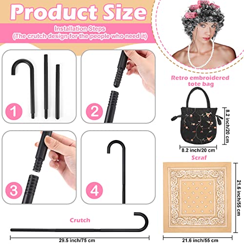 Old Lady Cosplay Costume Set for Kids Grandmother Wig Old Lady Wig Curly Kids...