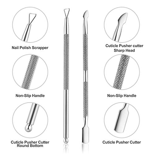 Cuticle Trimmer with Cuticle Pusher -YINYIN Cuticle Remover Cuticle Nippers P...