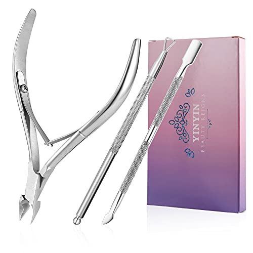 Cuticle Trimmer with Cuticle Pusher -YINYIN Cuticle Remover Cuticle Nippers P...