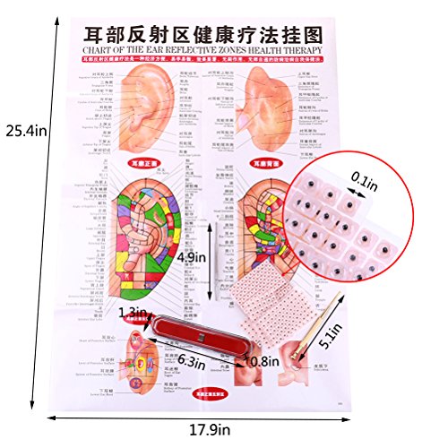 Yiphates 600 Counts Ear Seed Kit, 1Pcs Probe, 1Pcs Acupuncture Chart, 1Pcs Tw...