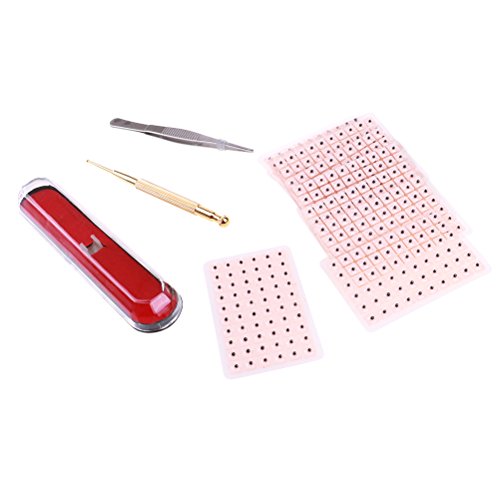 Yiphates 600 Counts Ear Seed Kit, 1Pcs Probe, 1Pcs Acupuncture Chart, 1Pcs Tw...