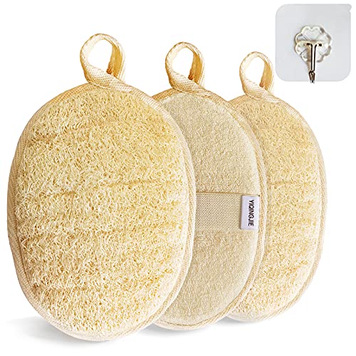 Natural Loofah Sponge Exfoliating Body Scrubber (3 Pack),Made with Eco-Friend...