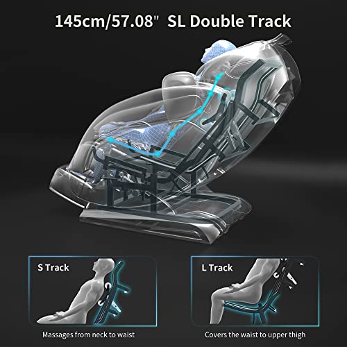 YITAHOME Full Body Massage Chair Zero Gravity 145CM/57.08“ SL Track Shiatsu D...