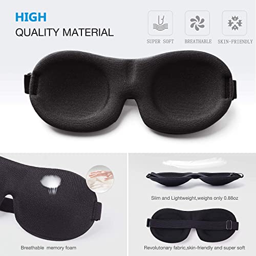 YIVIEW Sleep Mask Pack of 3, Lightweight & Comfortable Super Soft Adjustable ...