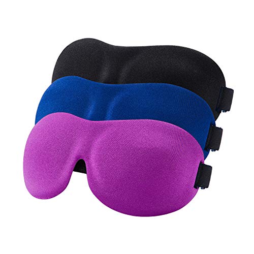 YIVIEW Sleep Mask Pack of 3, Lightweight & Comfortable Super Soft Adjustable ...
