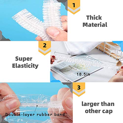 YIZIJIZI 30PCS Disposable Shower Caps, Large Thick Clear Waterproof Shower Ca...
