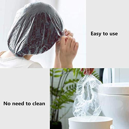 YIZIJIZI 30PCS Disposable Shower Caps, Large Thick Clear Waterproof Shower Ca...