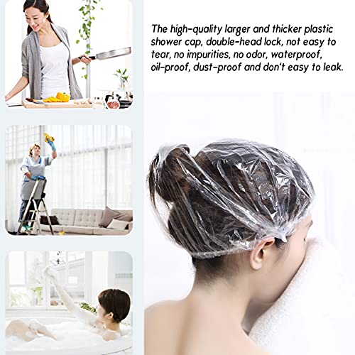 YIZIJIZI 30PCS Disposable Shower Caps, Large Thick Clear Waterproof Shower Ca...