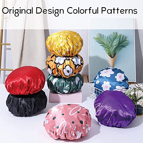 YIZIJIZI Terry Lined Shower Caps, Triple Layer Large Shower Cap for Women, Re...