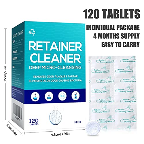 Retainer & Denture Cleaner Tablets 120 Pcs (4 Months Supply) - Retainer Clean...