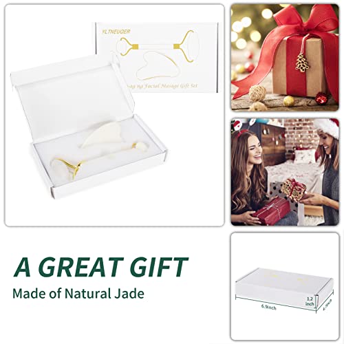 Jade Roller Gua Sha Set - Facial Skin Care Set, Facial Beauty Tools, Natural ...