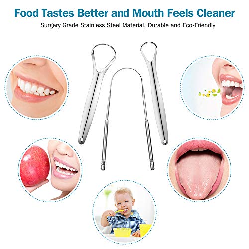YLYL 3 PCS Metal Tongue Scraper, Tongue Scrapers for Adults Kids, Stainless S...