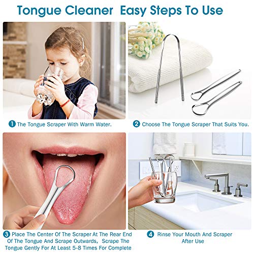 YLYL 3 PCS Metal Tongue Scraper, Tongue Scrapers for Adults Kids, Stainless S...