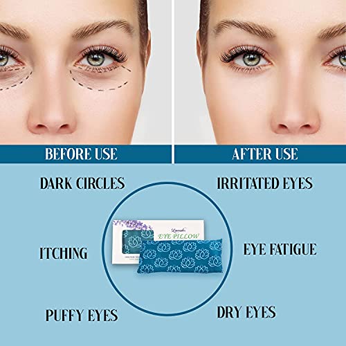 Eye Pillow Filled with Real Dried Lavender Flowers & Organic Flax Seed for Re...