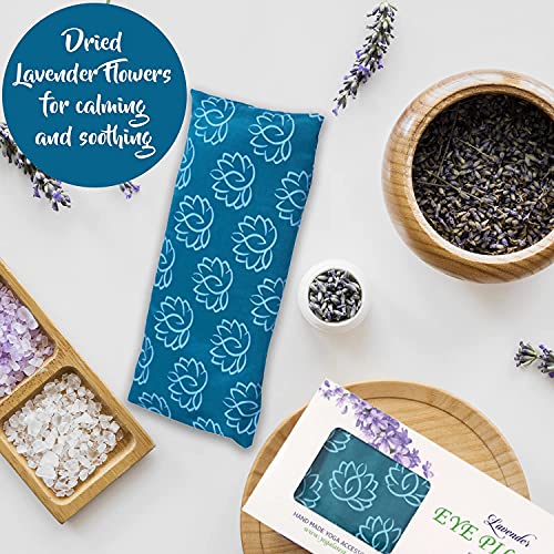 Eye Pillow Filled with Real Dried Lavender Flowers & Organic Flax Seed for Re...
