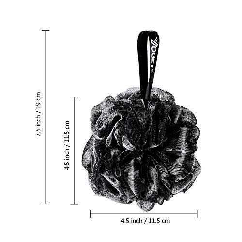 Yoget Charcoal Bath Loofah Sponge, 4 Pack Black 60G Large Shower Mesh Ball So...