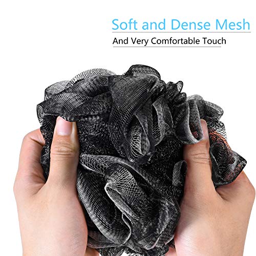 Yoget Charcoal Bath Loofah Sponge, 4 Pack Black 60G Large Shower Mesh Ball So...