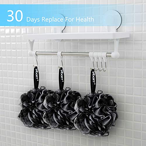 Yoget Charcoal Bath Loofah Sponge, 4 Pack Black 60G Large Shower Mesh Ball So...
