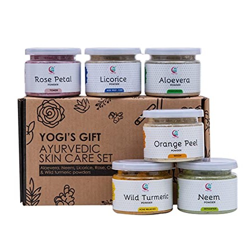 Ayurvedic Skin Care Sampler | Six Powders in One Pack | Aloe vera Powder, Ros...
