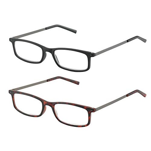 Reading Glasses Lightweight Set of 2 Glasses for Reading with Compact Thin Ca...