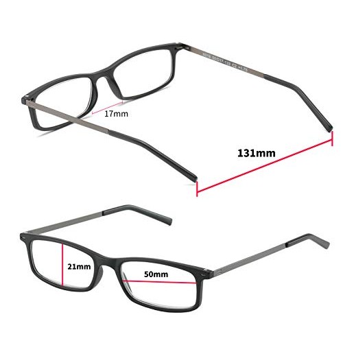 Reading Glasses Lightweight Set of 2 Glasses for Reading with Compact Thin Ca...