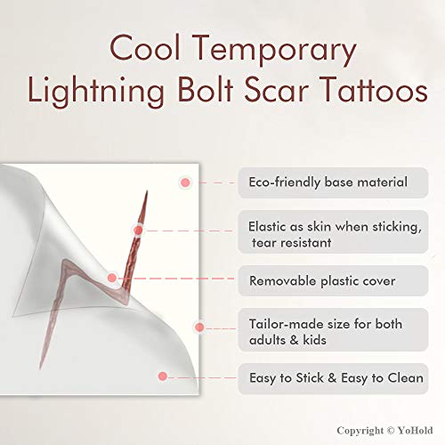 YoHold Wizard Lightning Bolt Scar Temporary Tattoos for Halloween, Wizard The...