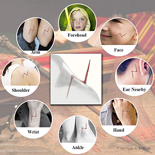 YoHold Wizard Lightning Bolt Scar Temporary Tattoos for Halloween, Wizard The...