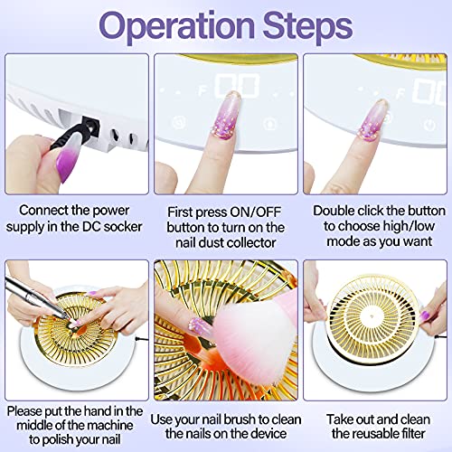 2 in 1 Nail Dust Collector with Nail Drill, 35000 RPM Electric 60W Nail drill...