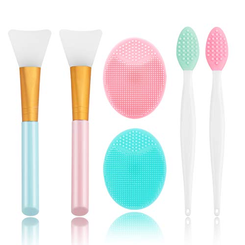 Silicone Face Scrubber, 2pcs Exfoliating Lip Brush, 2pcs Face Cleansing Brush...