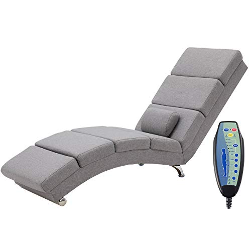 YOLENY Electric Massage Recliner Chair Chaise Longue Linen Ergonomic Lounge M...