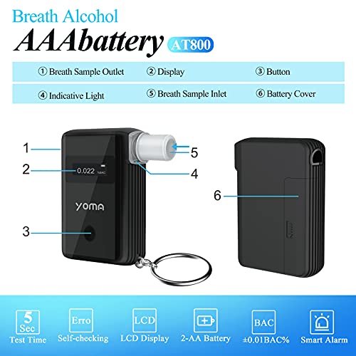 Breathalyzer, yoma AT800 Professional BAC Tester with Digital LCD Screen, Pol...