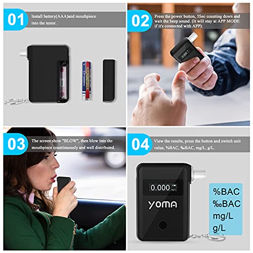 Breathalyzer, yoma AT800 Professional BAC Tester with Digital LCD Screen, Pol...