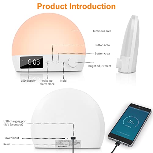YONAKE Light Therapy Lamp,UV-Free Sun Lamp, Happy Mood Lamp with 3 Color Temp...