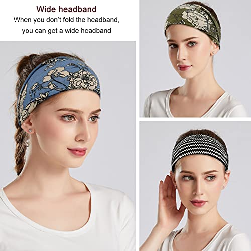 Boho Headbands For Women Fashion Wide Headband Yoga Workout Head Bands Hair A...