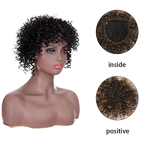 YOO Afro Kinky Curly Hair Topper Synthetic Top hairpiece Closure Hair 3 Clips...