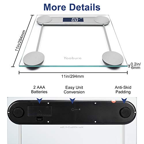 400lb / 180kg Digital Body Weight Bathroom Scale with Step-On Technology and ...