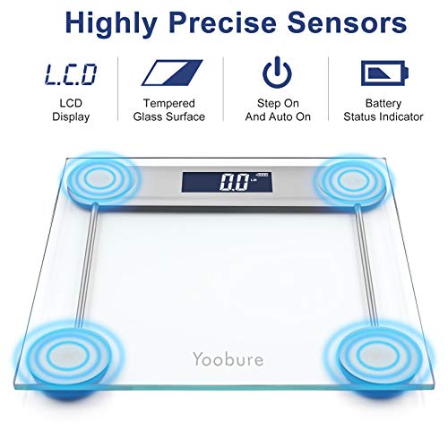 400lb / 180kg Digital Body Weight Bathroom Scale with Step-On Technology and ...