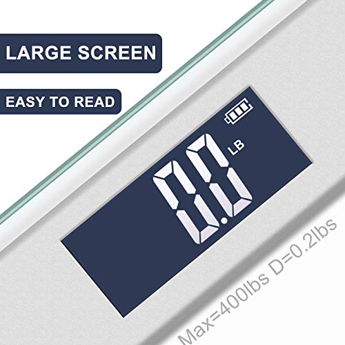 400lb / 180kg Digital Body Weight Bathroom Scale with Step-On Technology and ...