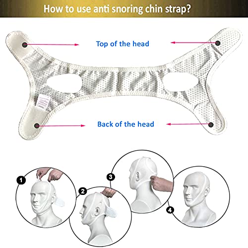 Anti Snoring Chin Strap for Cpap Users, Black & White Breathable Mesh My Stop...