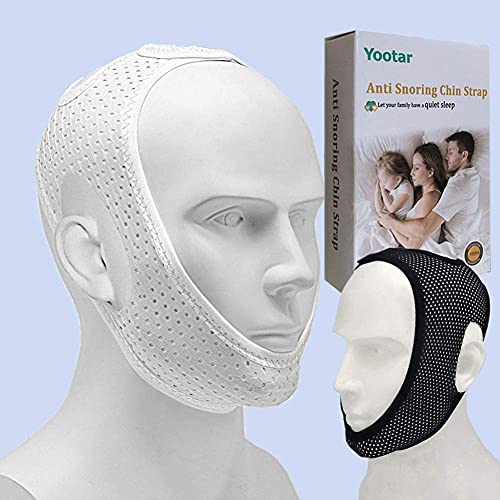 Anti Snoring Chin Strap for Cpap Users, Black & White Breathable Mesh My Stop...