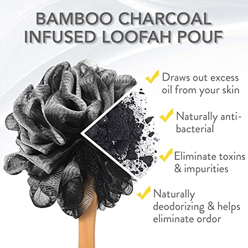 Loofah Back Scrubber | Bamboo Charcoal Infused Shower Scrubber | Bath-Sponge ...